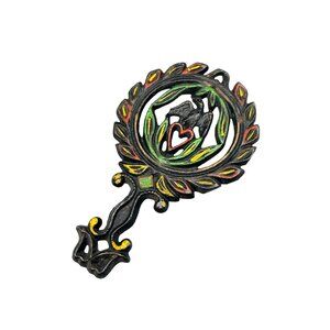 Vintage Wilton Painted Eagle Heart Trivet Small Collectible Trivet Cast Iron